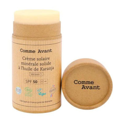Crème Solaire Minérale Solide SPF50 à l'Huile de Karanja de Comme Avant sur Véganie