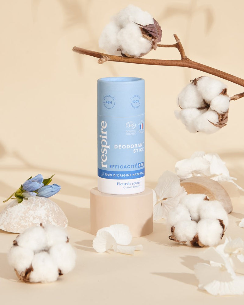 Solid Organic Natural Deodorant in cardboard stick - Cotton Flower